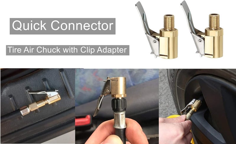 LDCRE Tire Air Chuck with Clip Adapter, Brass Locking Tire Inflator Nozzle Adapter Connect, No Leakage Tire Chucks for Vehicle Inflator Compressor Pump Connect Accessories Tool 8mm 2Pack - Image 5